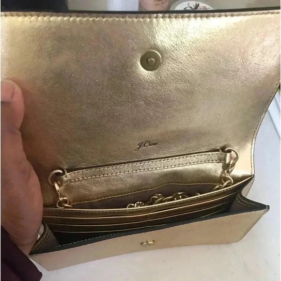 NWT J. Crew Convertible Wallet Bag Metallic Leather w/Chainlink Shoulder Strap - Picture 5 of 11